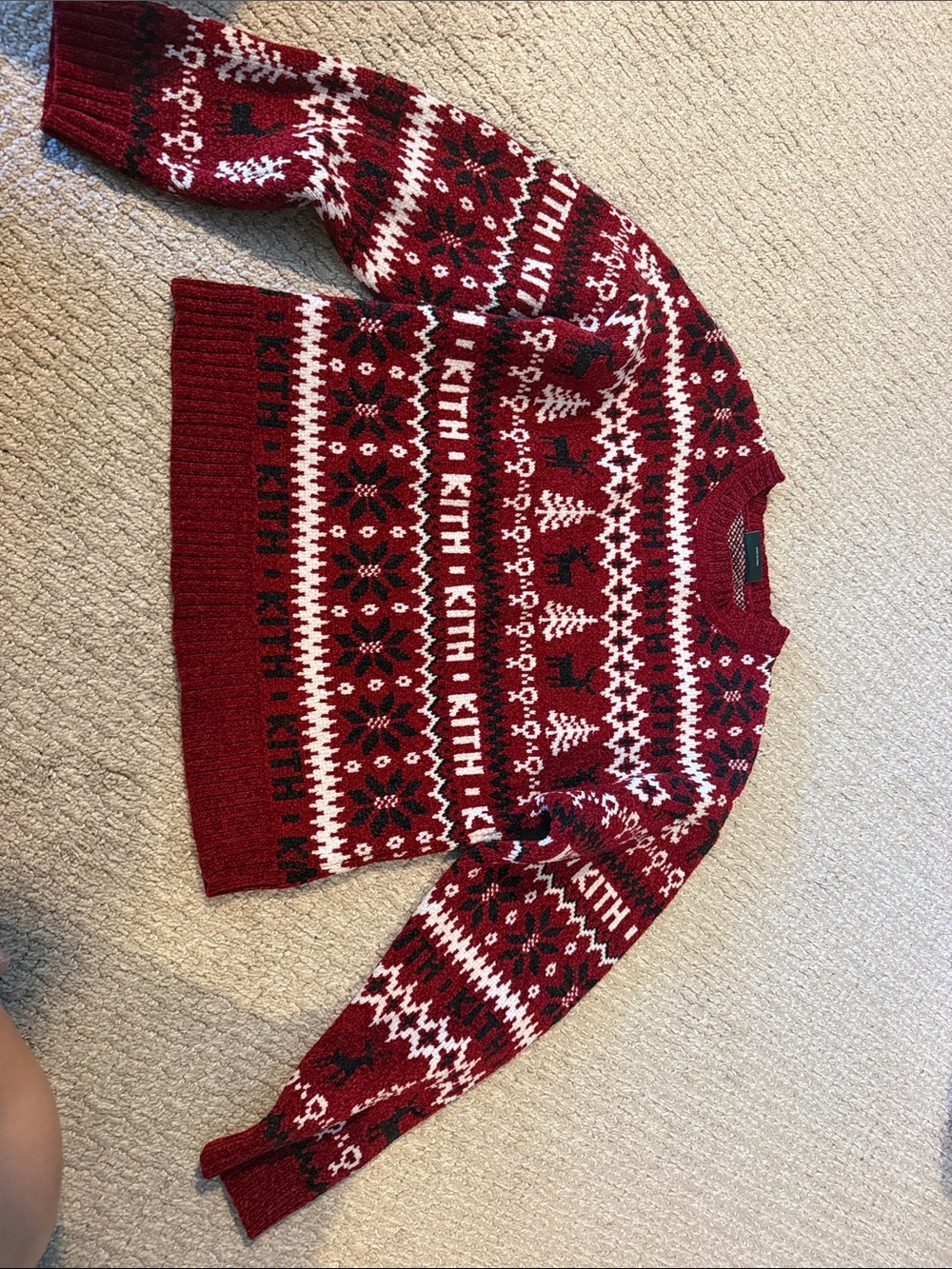 Kith Boys Red Fair Isle Knit Sweater